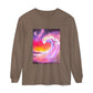Long Sleeve T-Shirt — Vibrant Pink & Purple Surf Wave Art