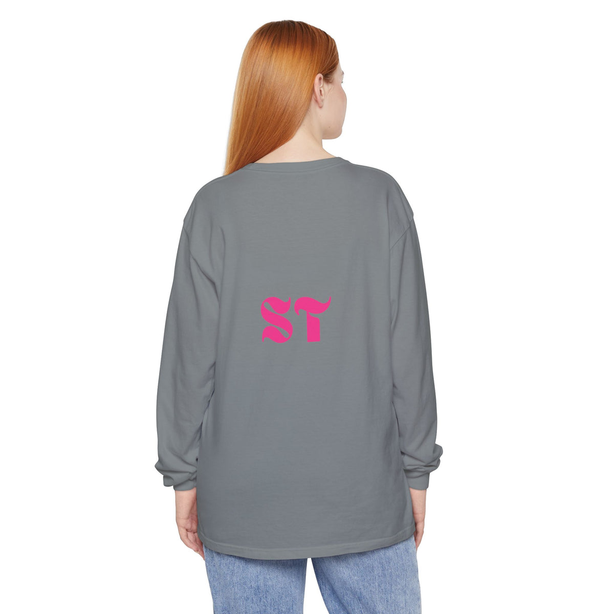 Long Sleeve T-Shirt — Colorful Abstract Leaf Art (ST Back Print)