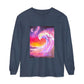 Long Sleeve T-Shirt — Vibrant Pink & Purple Surf Wave Art