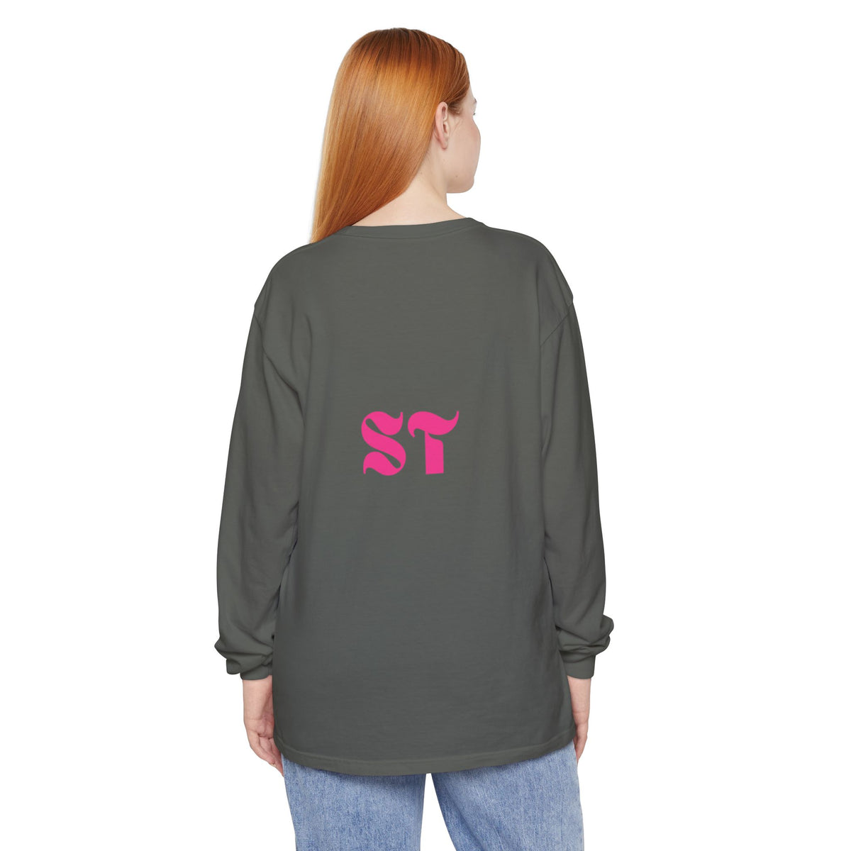 Long Sleeve T-Shirt — Colorful Abstract Leaf Art (ST Back Print)