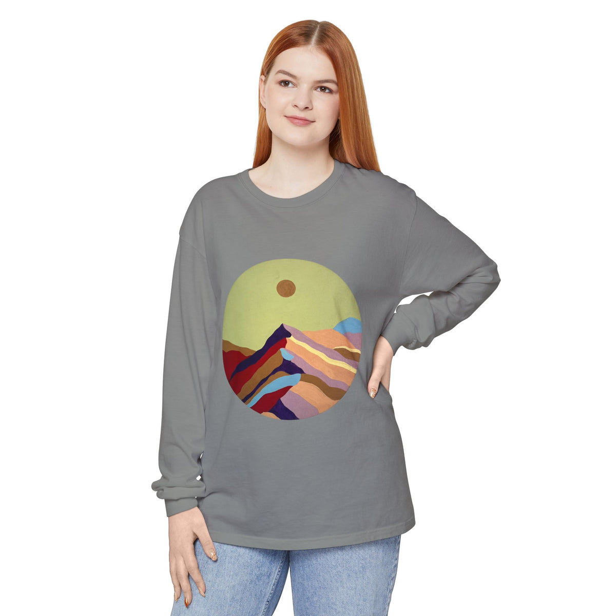 Abstract Sunset Mountains Long Sleeve Tee