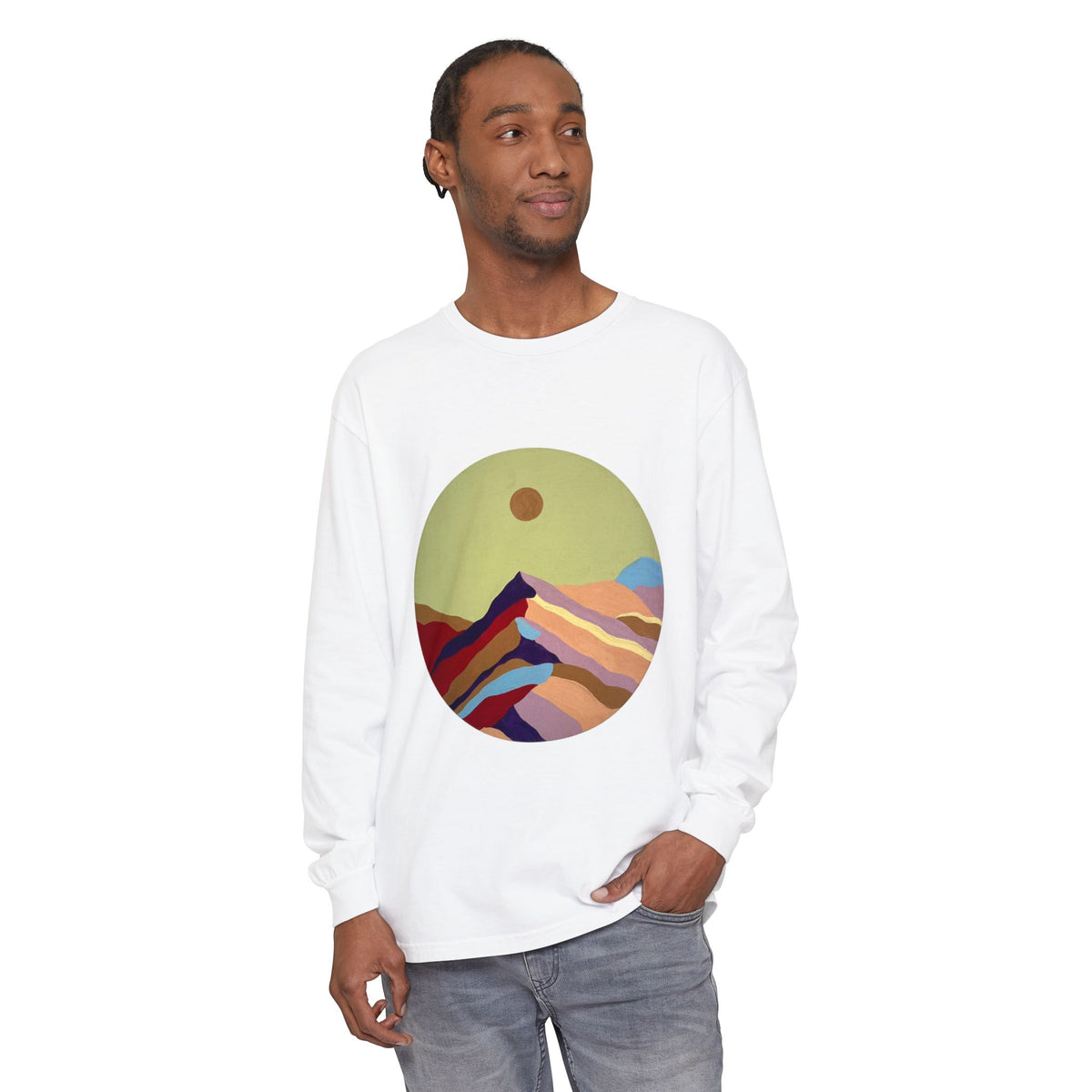 Abstract Sunset Mountains Long Sleeve Tee