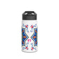 Blue Floral Geometric Design Stainless Steel Water Bottle –