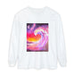 Long Sleeve T-Shirt — Vibrant Pink & Purple Surf Wave Art