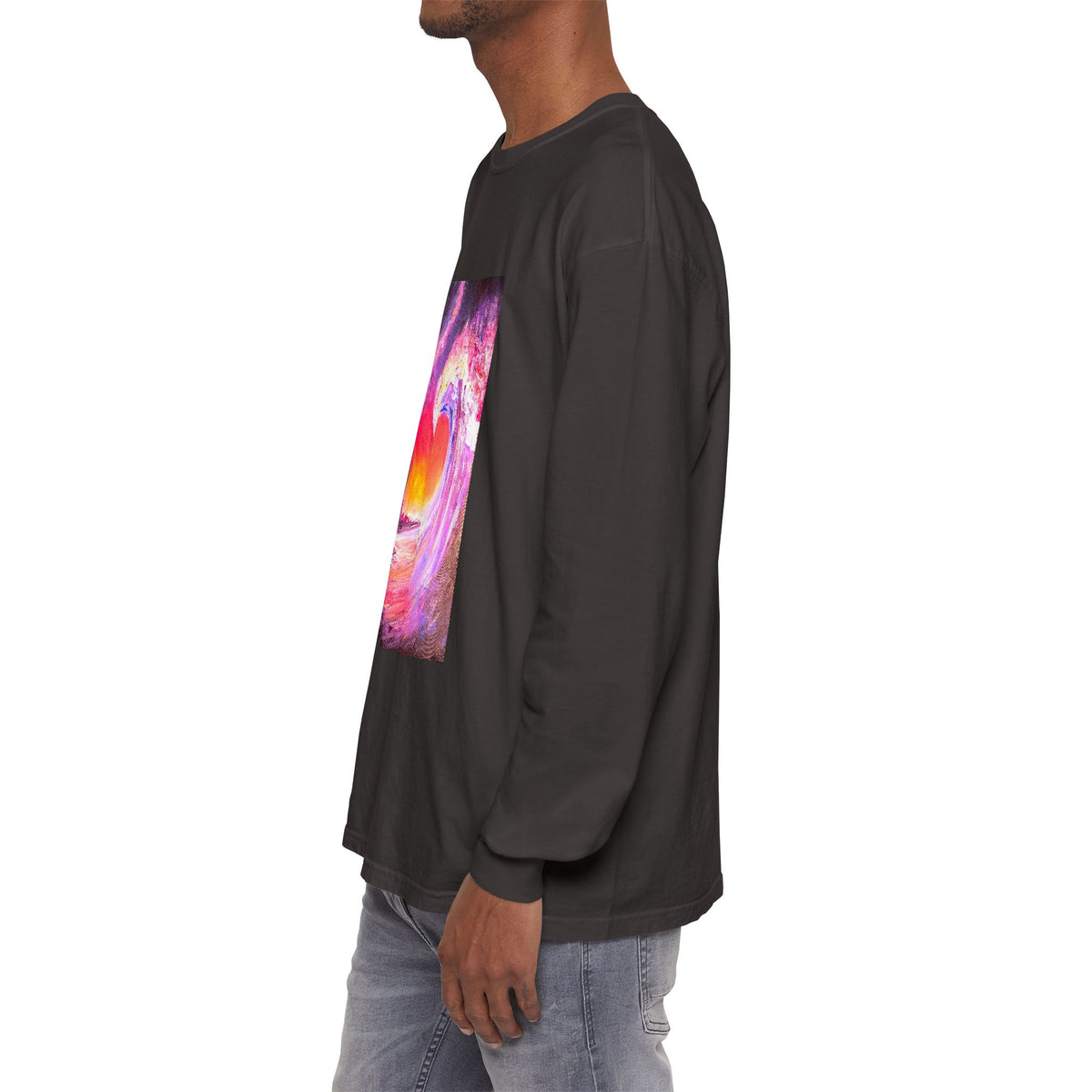 Long Sleeve T-Shirt — Vibrant Pink & Purple Surf Wave Art