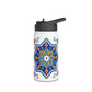 Blue Floral Geometric Design Stainless Steel Water Bottle –