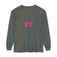 Long Sleeve T-Shirt — Vibrant Pink & Purple Surf Wave Art