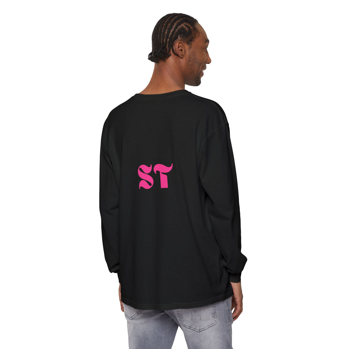 Long Sleeve T-Shirt — Colorful Abstract Leaf Art (ST Back Print)