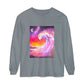 Long Sleeve T-Shirt — Vibrant Pink & Purple Surf Wave Art