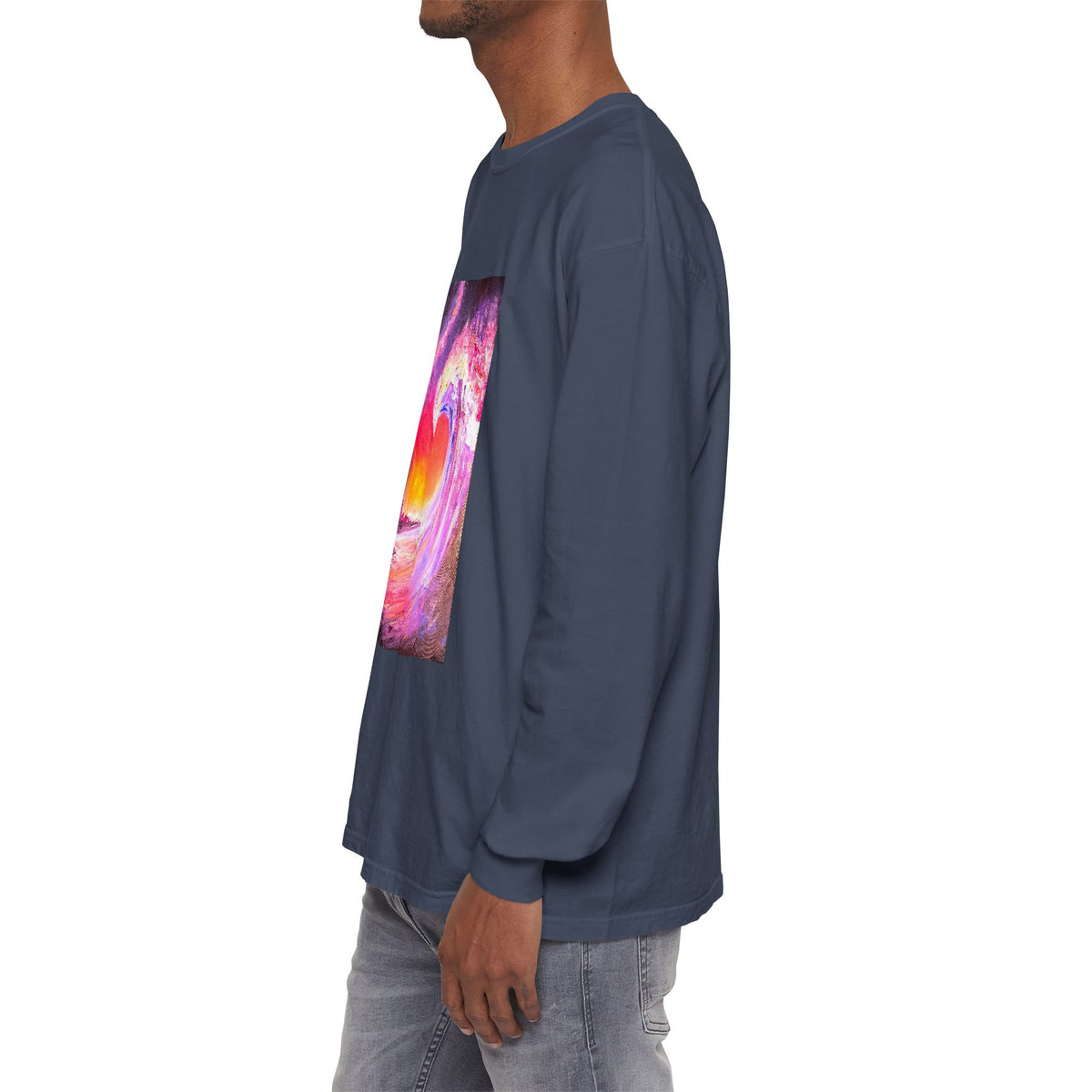 Long Sleeve T-Shirt — Vibrant Pink & Purple Surf Wave Art