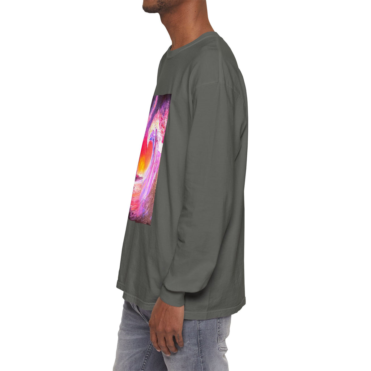 Long Sleeve T-Shirt — Vibrant Pink & Purple Surf Wave Art