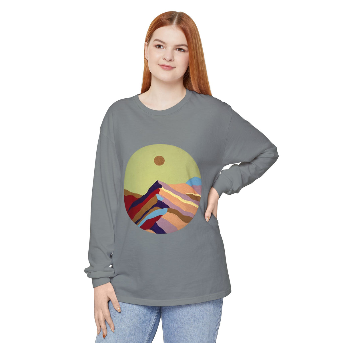 Abstract Sunset Mountains Long Sleeve Tee