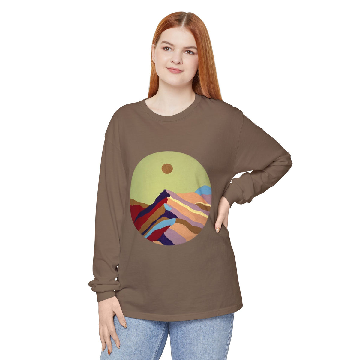 Abstract Sunset Mountains Long Sleeve Tee