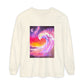 Long Sleeve T-Shirt — Vibrant Pink & Purple Surf Wave Art